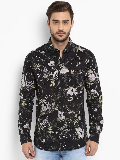 black floral printed casual shirt - 15968507 - Standard Image - 1