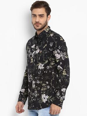 black floral printed casual shirt - 15968507 - Standard Image - 2