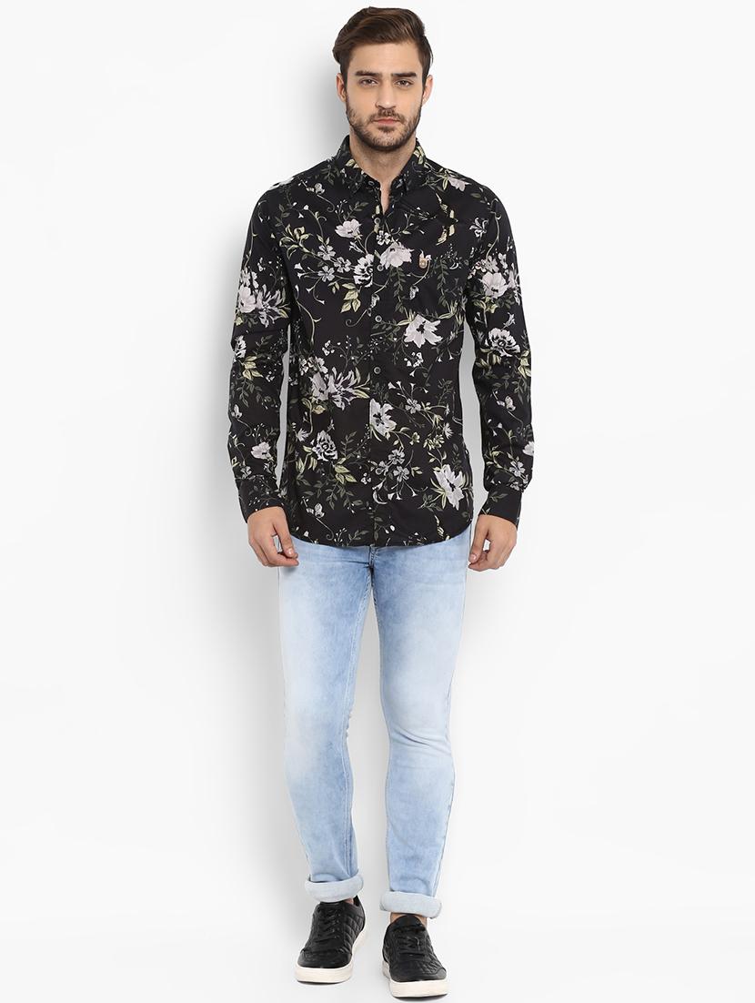 black floral printed casual shirt - 15968507 - Zoom Image - 4
