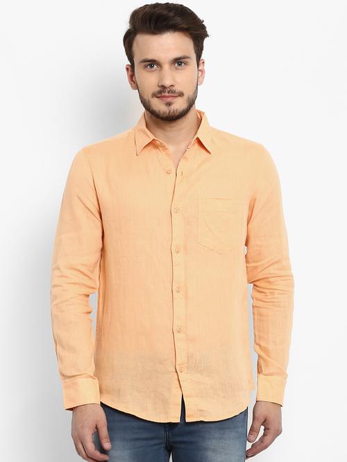 orange linen casual shirt - 15968523 - Standard Image - 1