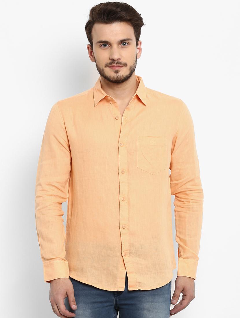 orange linen casual shirt - 15968523 - Zoom Image - 1