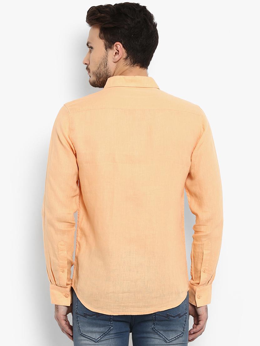 orange linen casual shirt - 15968523 - Zoom Image - 3