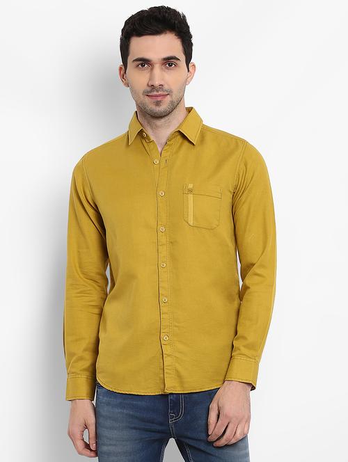 yellow solid casual shirt - 15968536 - Standard Image - 1