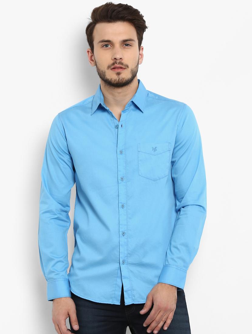 blue solid casual shirt - 15968542 - Zoom Image - 1