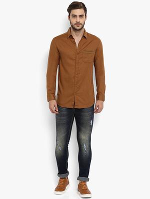 brown solid casual shirt - 15968546 - Standard Image - 4