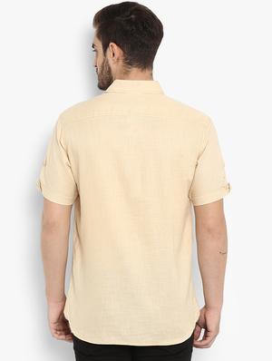 beige solid casual shirt - 15968548 - Standard Image - 3