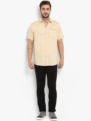beige solid casual shirt - 15968548 - Standard Image - 4