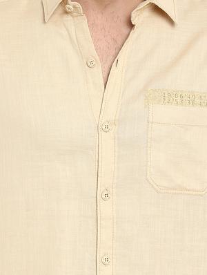 beige solid casual shirt - 15968548 - Standard Image - 5