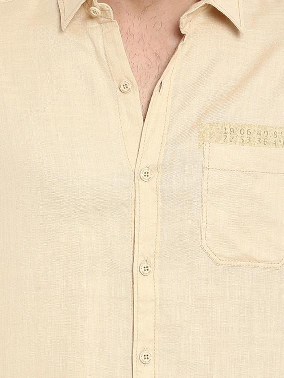 beige solid casual shirt - 15968548 - Zoom Image - 5