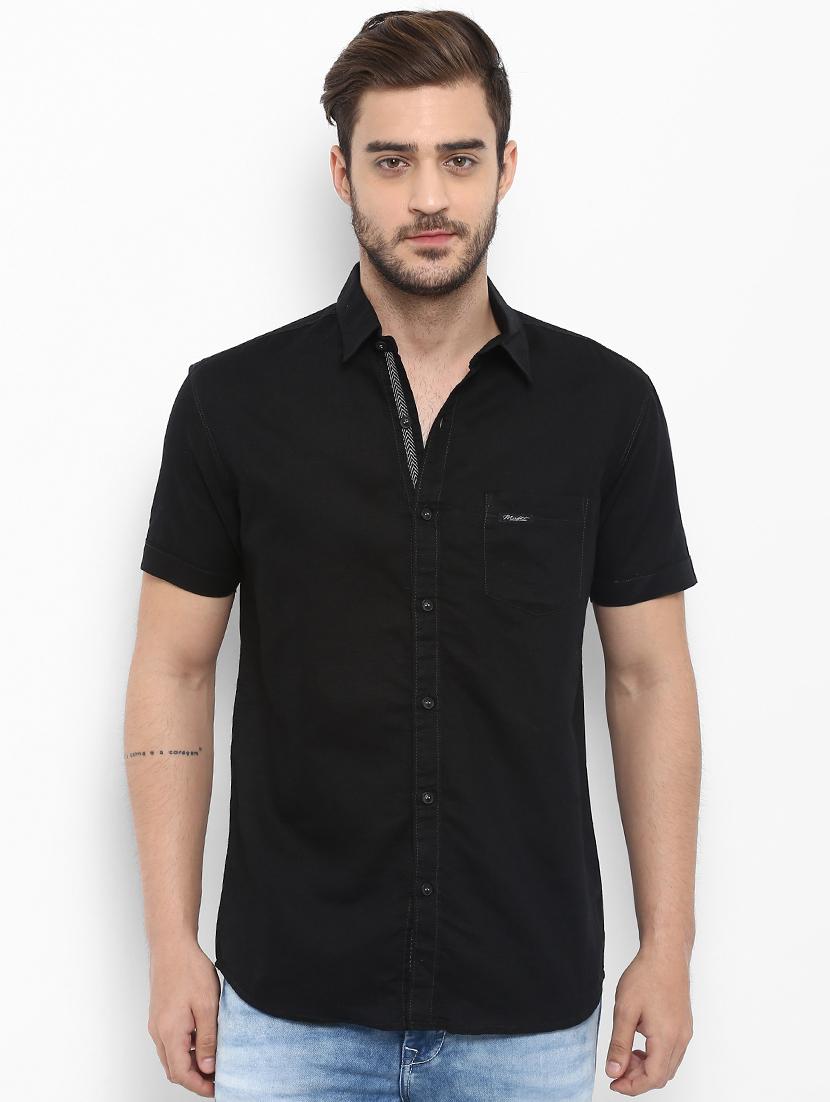 black linen casual shirt - 15968549 - Zoom Image - 1