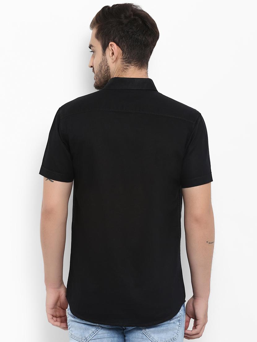 black linen casual shirt - 15968549 - Zoom Image - 3