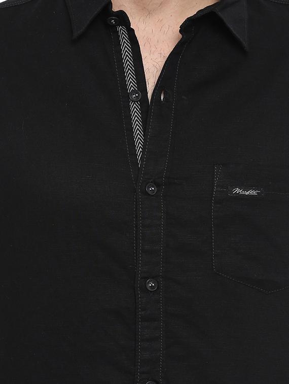 black linen casual shirt - 15968549 - Zoom Image - 5