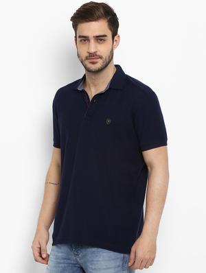 blue solid polo t-shirt - 15968580 - Standard Image - 2