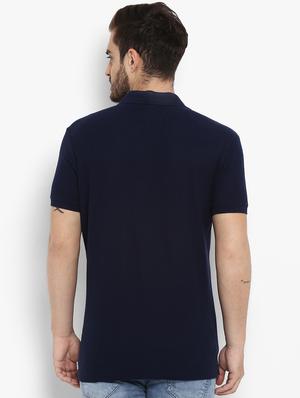 blue solid polo t-shirt - 15968580 - Standard Image - 3