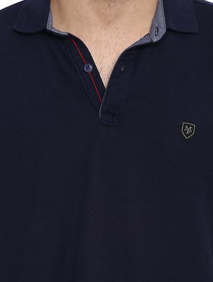 blue solid polo t-shirt - 15968580 - Standard Image - 5