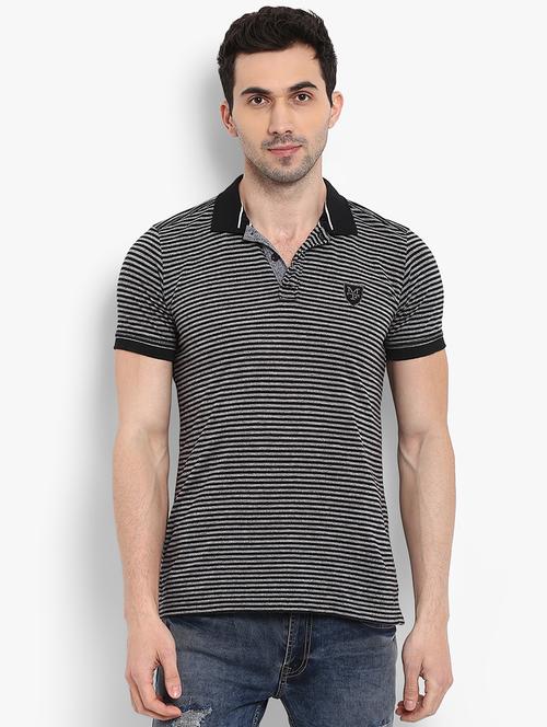 black striped polo t-shirt - 15968589 - Standard Image - 1