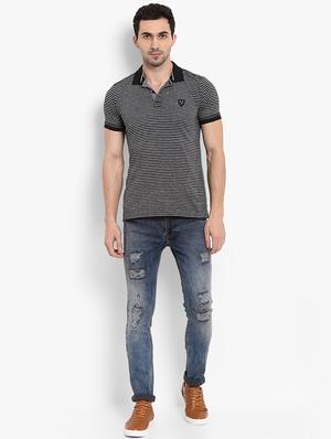 black striped polo t-shirt - 15968589 - Standard Image - 4