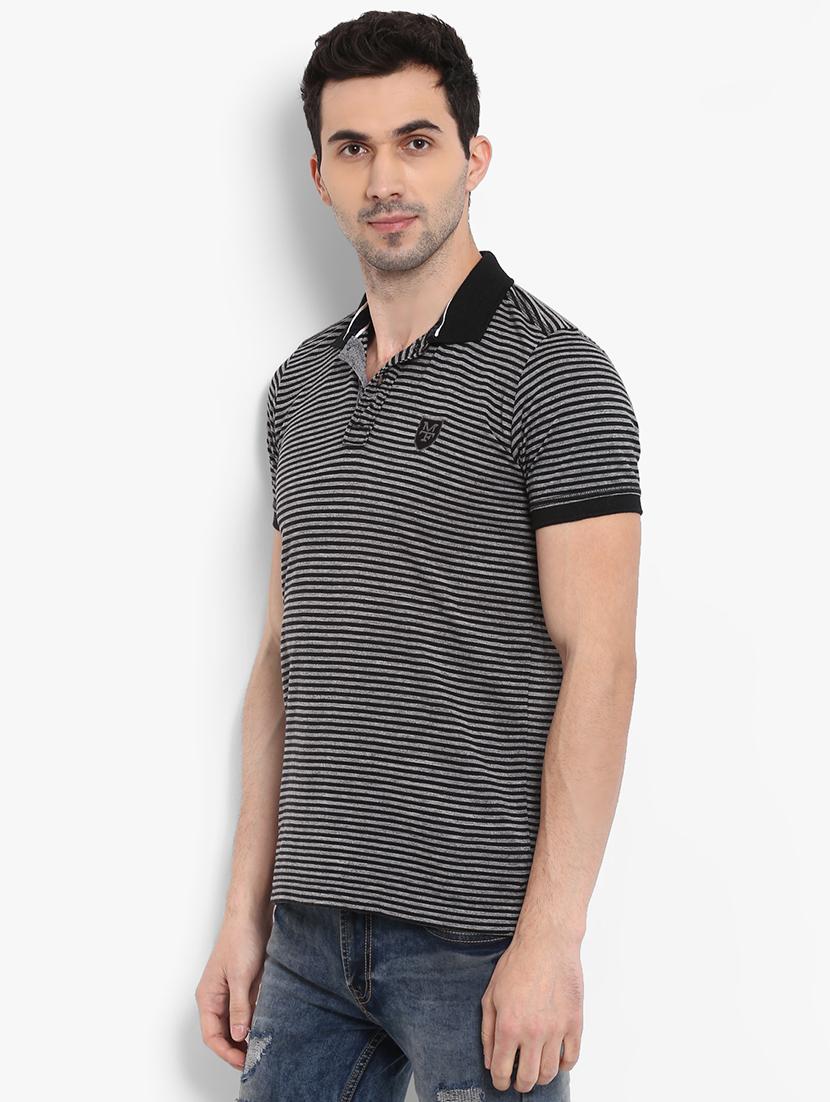 black striped polo t-shirt - 15968589 - Zoom Image - 2