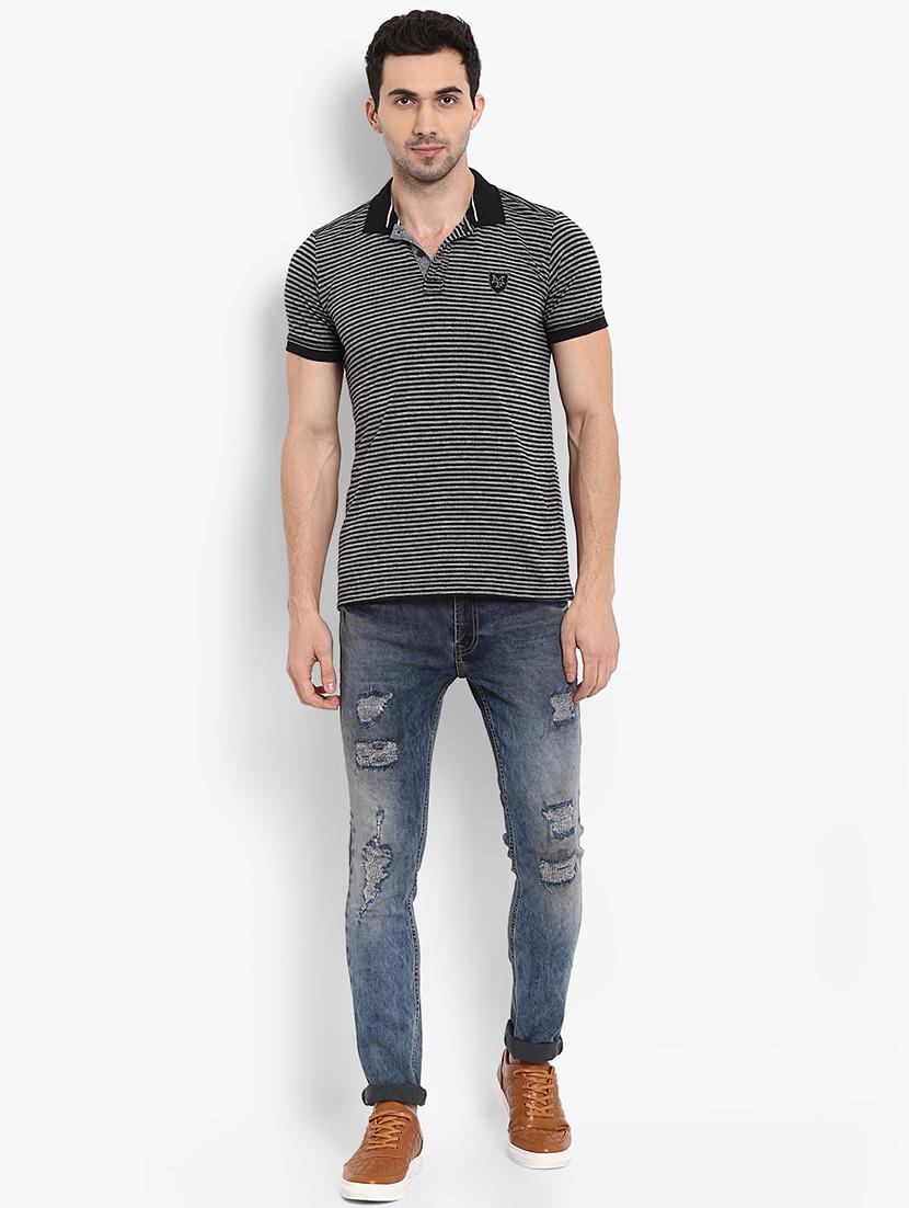 black striped polo t-shirt - 15968589 - Zoom Image - 4