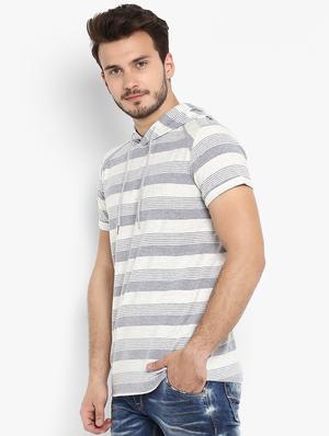 grey striped hooded t-shirt - 15968594 - Standard Image - 2