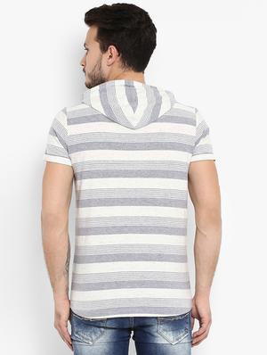 grey striped hooded t-shirt - 15968594 - Standard Image - 3