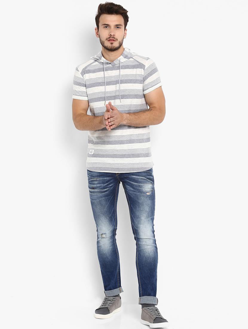 grey striped hooded t-shirt - 15968594 - Zoom Image - 4