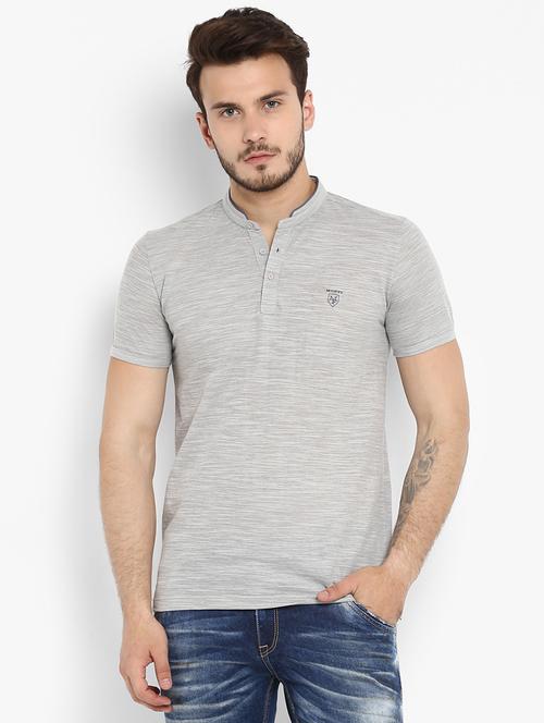 grey cotton collared t-shirt - 15968623 - Standard Image - 1