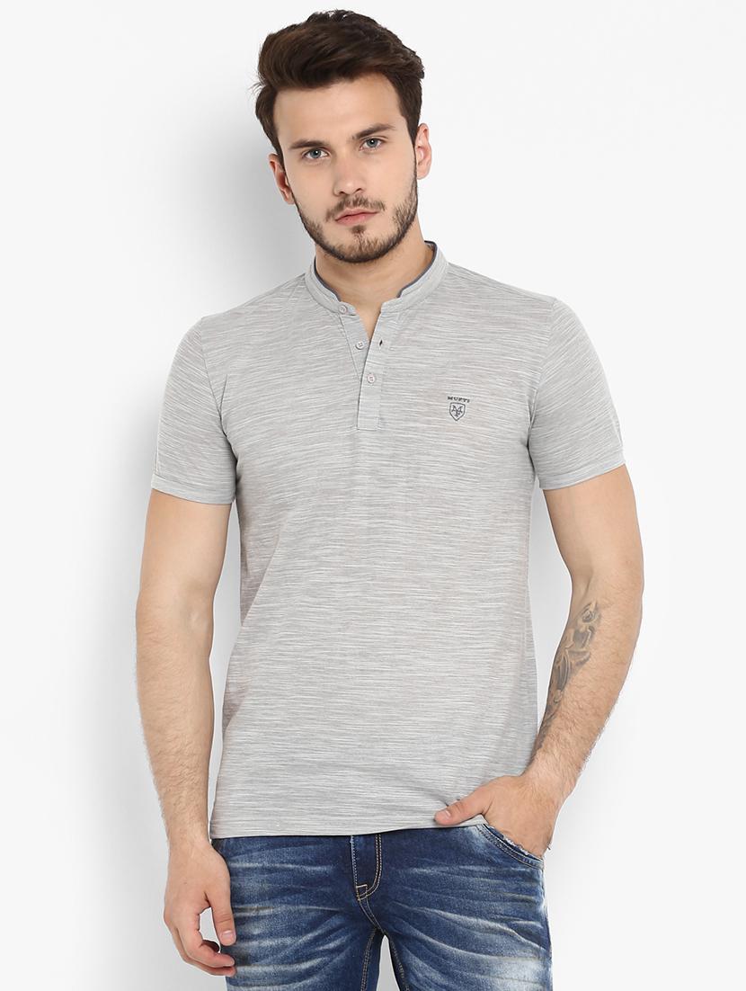 grey cotton collared t-shirt - 15968623 - Zoom Image - 1