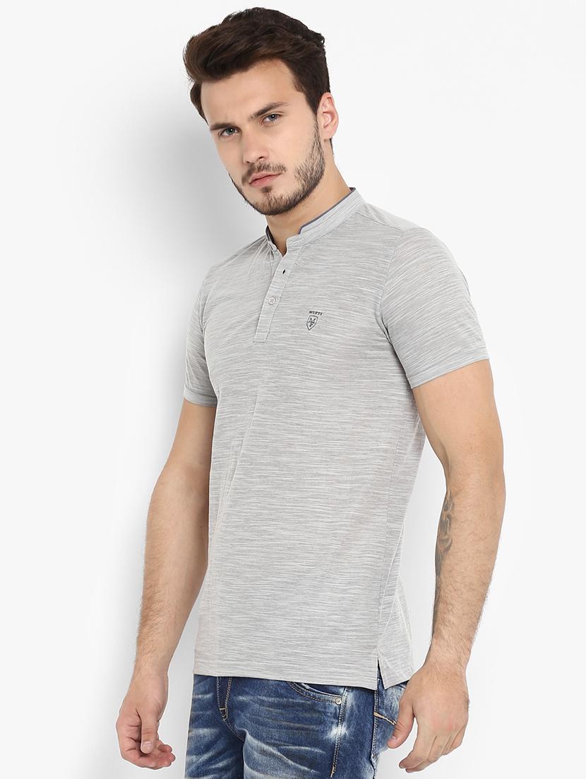 grey cotton collared t-shirt - 15968623 - Zoom Image - 2