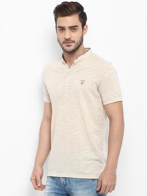 beige cotton collared t-shirt - 15968624 - Standard Image - 2
