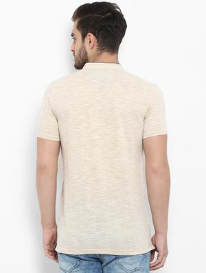 beige cotton collared t-shirt - 15968624 - Standard Image - 3
