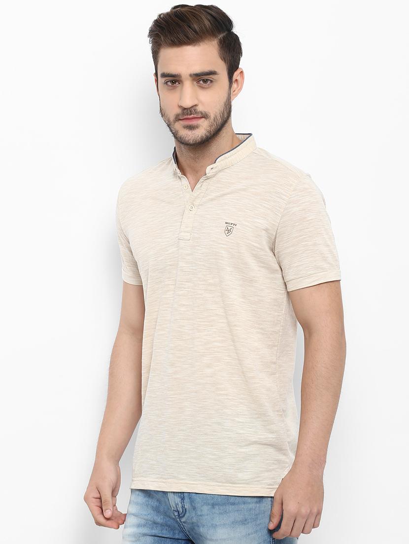 beige cotton collared t-shirt - 15968624 - Zoom Image - 2