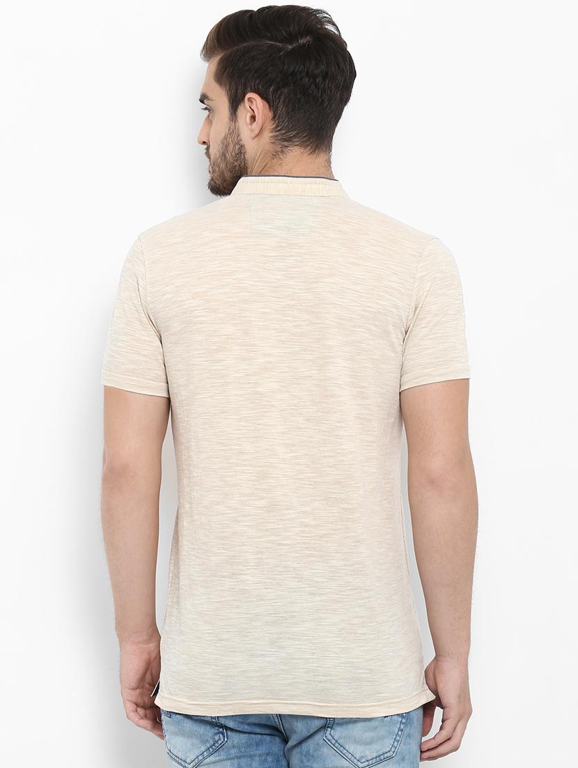 beige cotton collared t-shirt - 15968624 - Zoom Image - 3