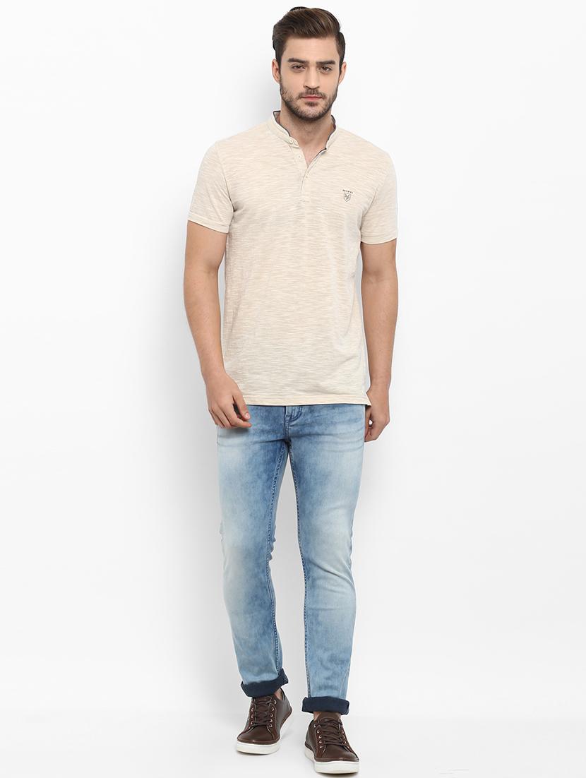beige cotton collared t-shirt - 15968624 - Zoom Image - 4