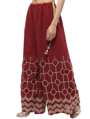 embroidered straight palazzo - 15969134 - Standard Image - 2