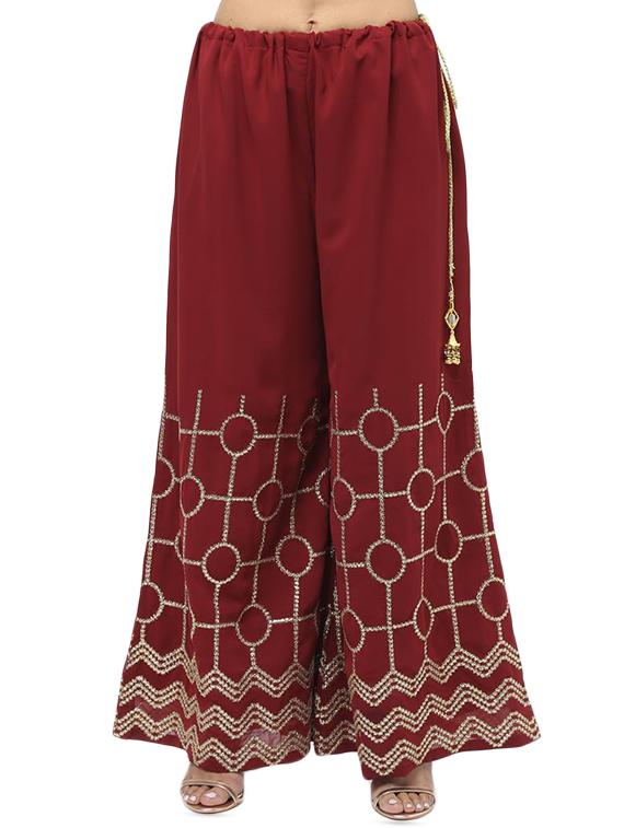 embroidered straight palazzo - 15969134 - Zoom Image - 1