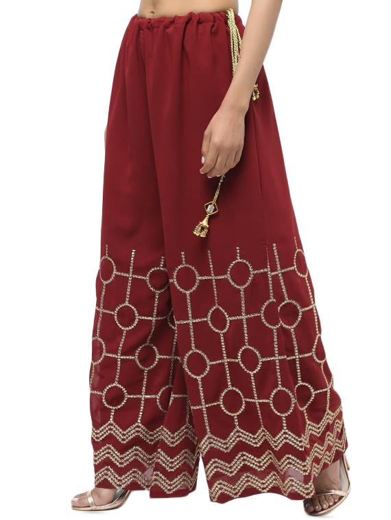 embroidered straight palazzo - 15969134 - Zoom Image - 2