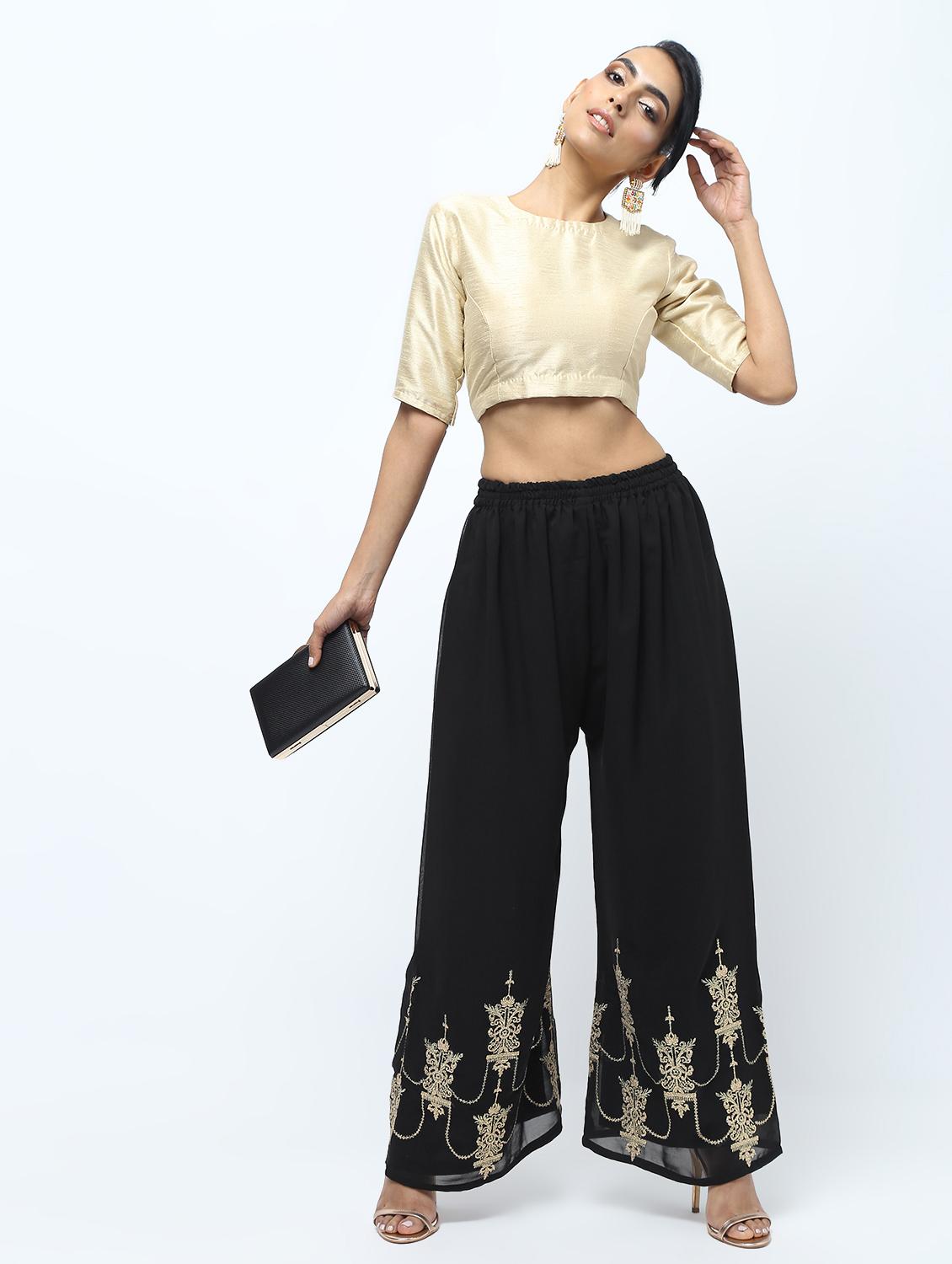 embroidered silk blend palazzo - 15969138 - Zoom Image - 1