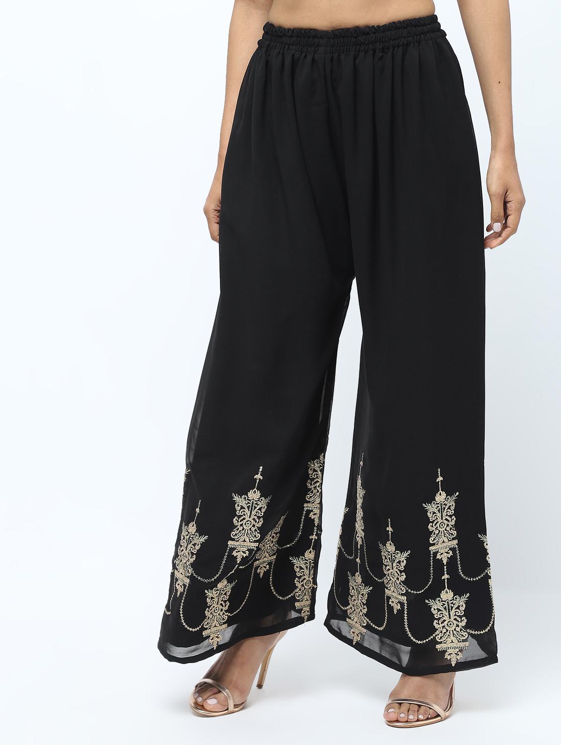 embroidered silk blend palazzo - 15969138 - Zoom Image - 3
