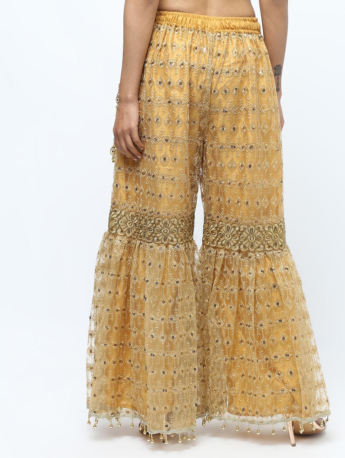 embroidered & sequined silk blend sharara - 15969139 - Zoom Image - 4