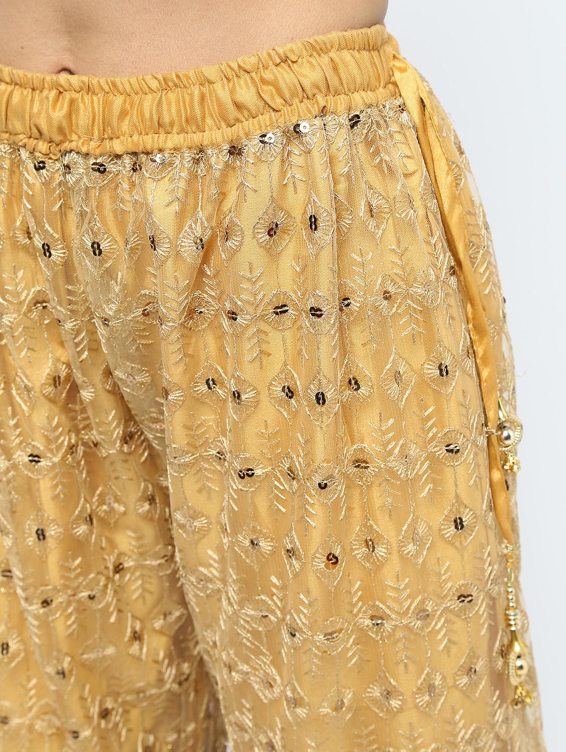 embroidered & sequined silk blend sharara - 15969139 - Zoom Image - 5