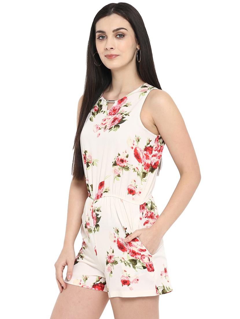 keyhole neck floral romper - 15969146 - Zoom Image - 2
