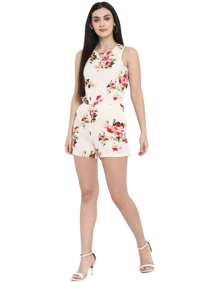 keyhole neck floral romper - 15969146 - Zoom Image - 4