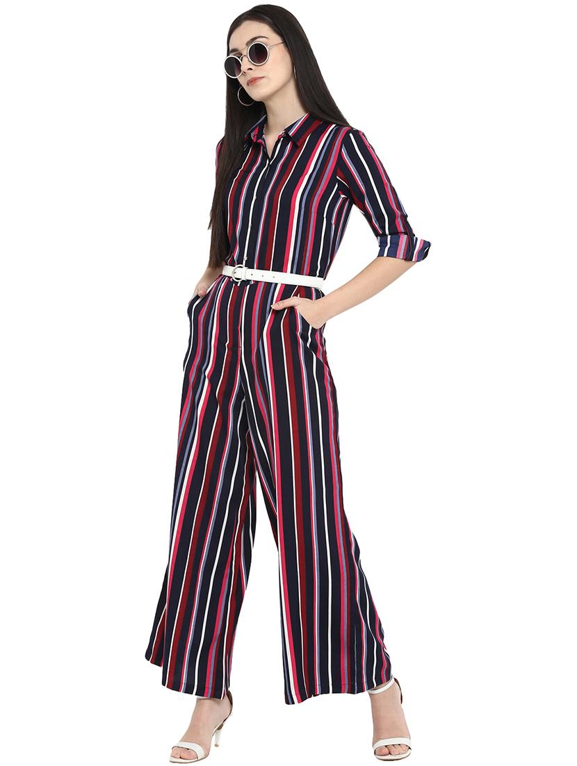 striped full leg jumpsuit - 15969148 - Zoom Image - 2