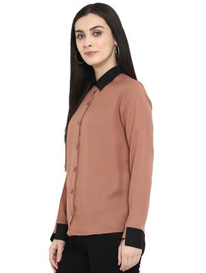 contrast detail gathered back shirt - 15969150 - Standard Image - 2