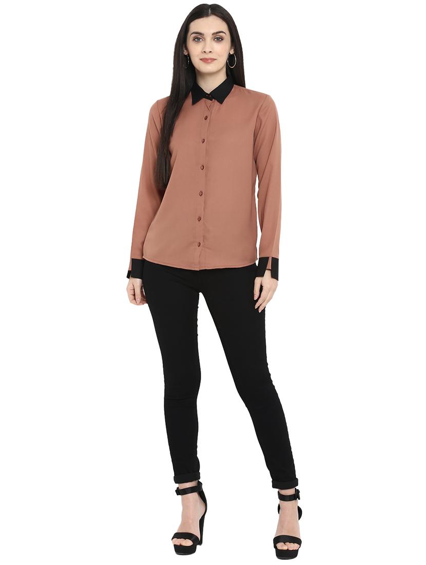 contrast detail gathered back shirt - 15969150 - Zoom Image - 4