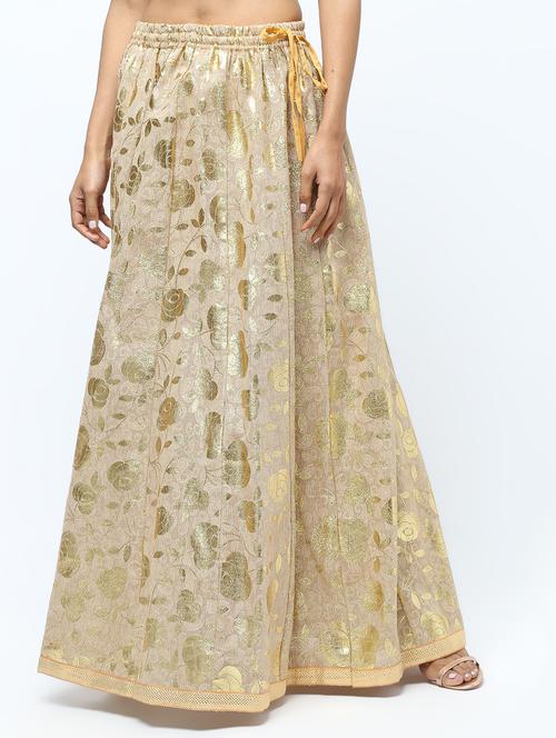 gold self-design brocade flared skirt - 15969156 - Very Small Image - 1