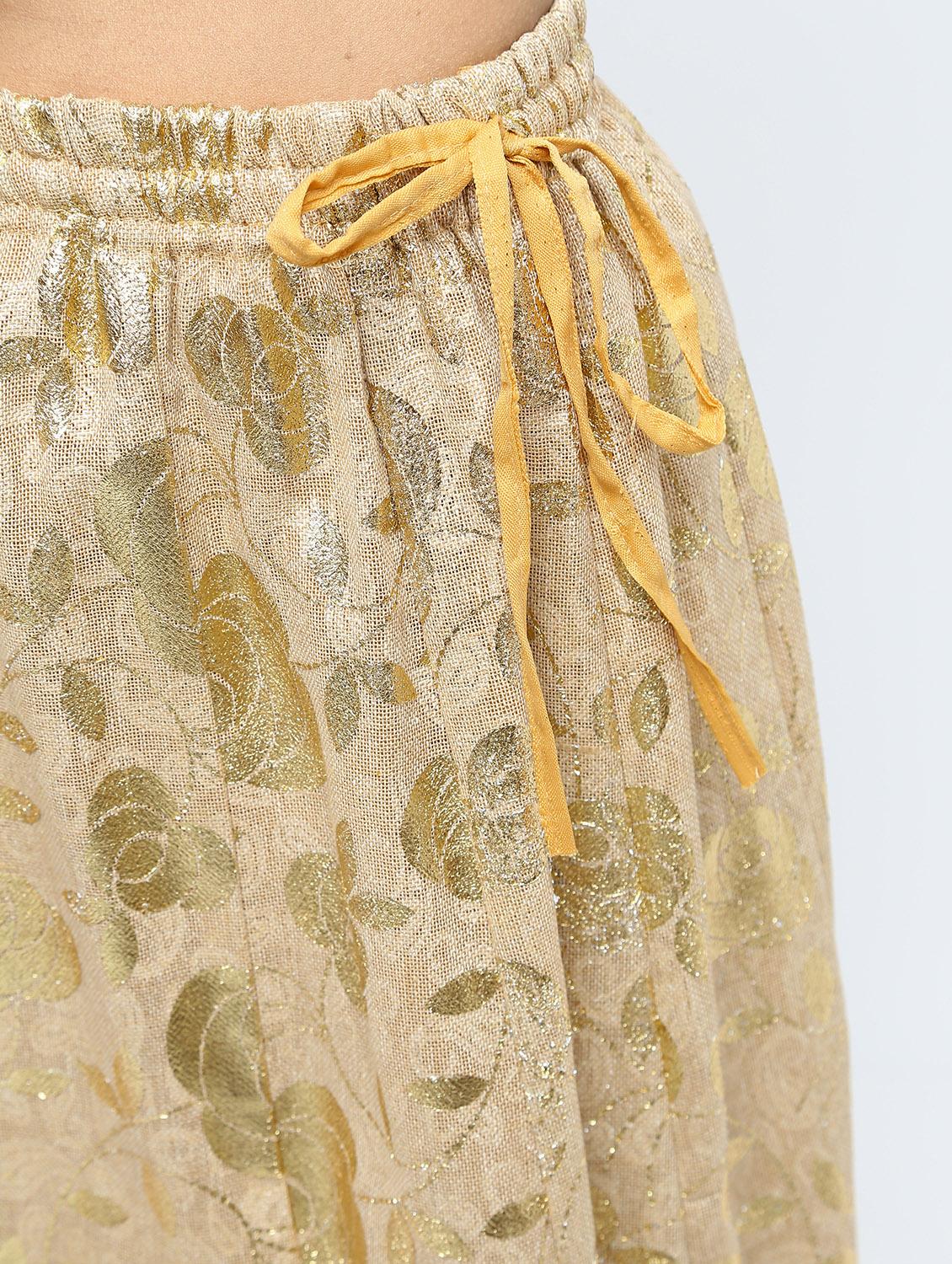 gold self-design brocade flared skirt - 15969156 - Zoom Image - 5