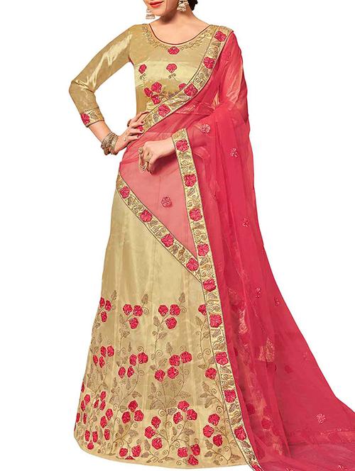 embroidered a-line lehenga with contrast dupatta - 15969208 - Standard Image - 1