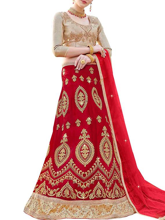 embroidered a-line lehenga - 15969212 - Zoom Image - 1